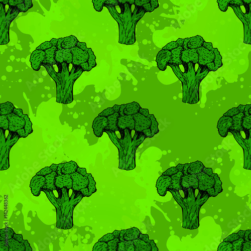 Seamless pattern with broccoli. Vector background