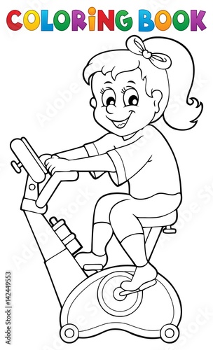 Coloring book girl exercising 2