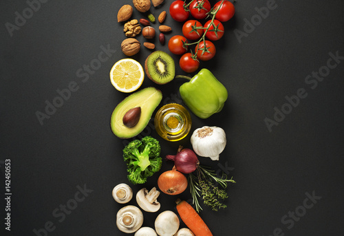 Healthy food with vegetable and fruit