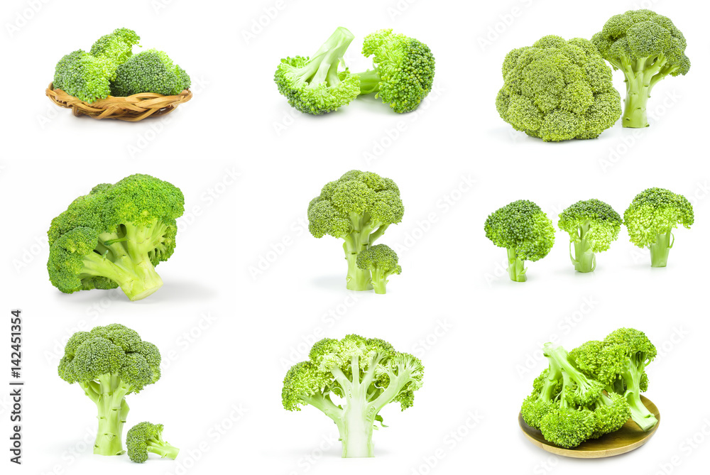 Set of fresh head of broccoli Set of fresh head of broccoli