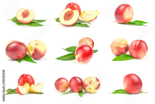 Collection of juicy ripe peaches isolated on a white cutout