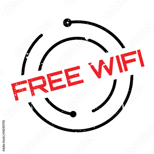 Free Wifi rubber stamp. Grunge design with dust scratches. Effects can be easily removed for a clean, crisp look. Color is easily changed.