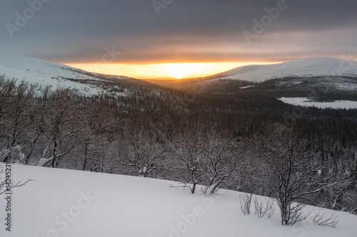 Winter landscape in Russian Lapland, Kola Peninsula © evdokimari