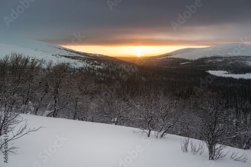 Winter landscape in Russian Lapland, Kola Peninsula