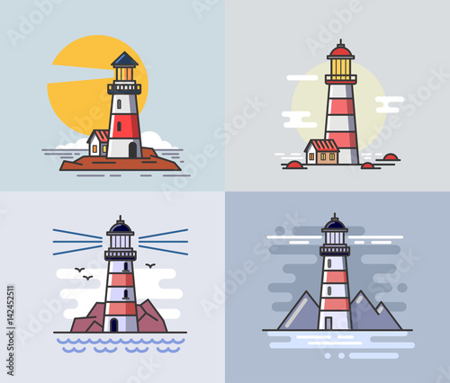 Vector lighthouse set