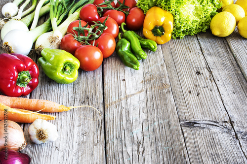 Vegetables on wooden table