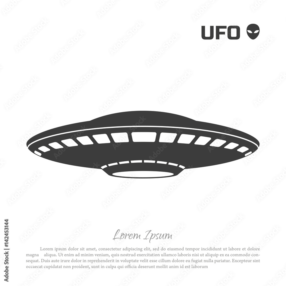 Black silhouette ofa UFO on white background. Vector illustration Black silhouette ofa UFO on white background. Vector illustration