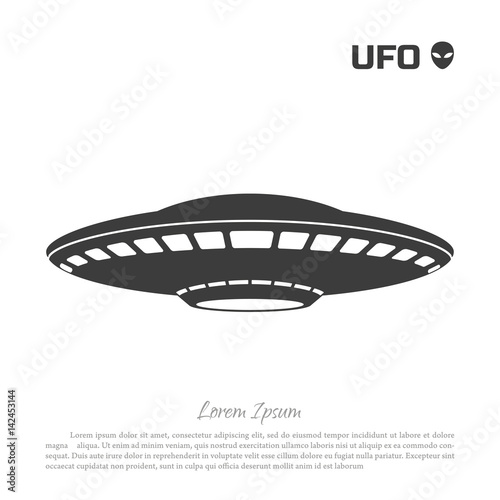 Black silhouette ofa UFO on  white background. Vector illustration