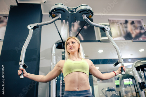 Good looking woman exercising