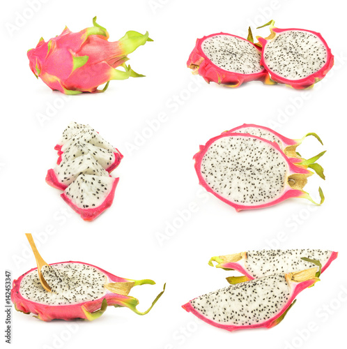 Group of pitahaya on a white background