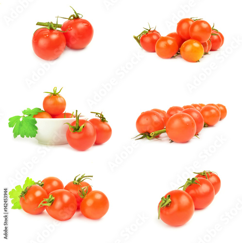 Group of tomatoes cherry on a isolated white background