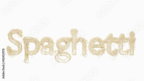 Isolated word spaghetti from spaghetti on white background