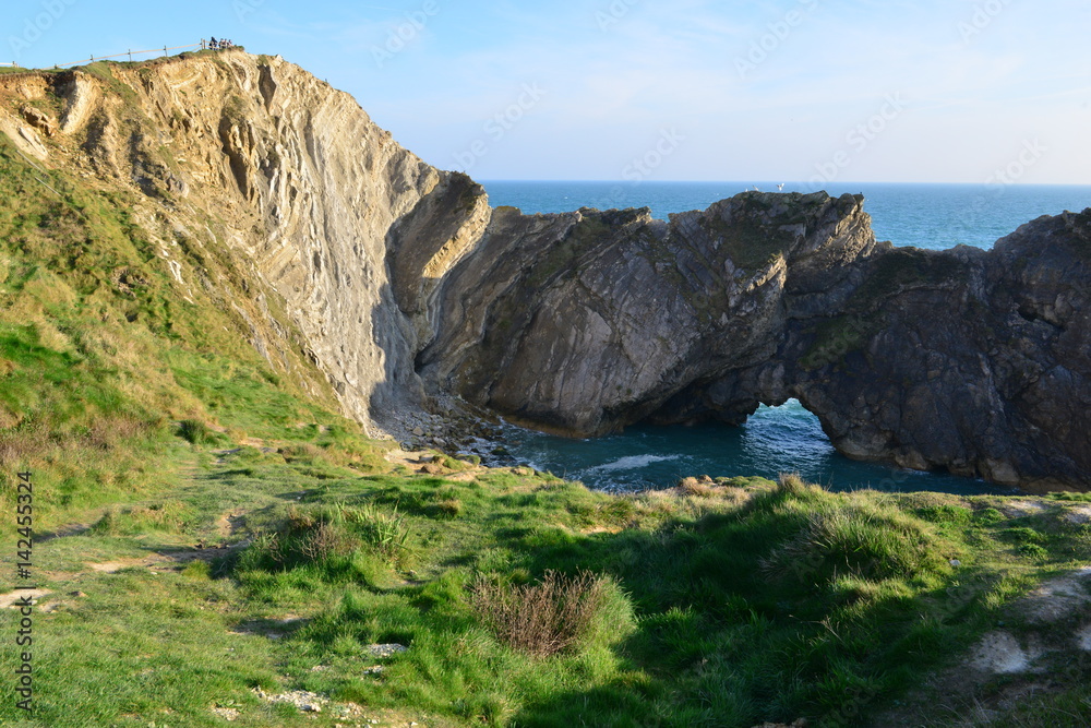 Stair hole and cliffs near Lulworth cove at Lulworth, Dorset on a spring afternoon
Stair hole and cliffs near Lulworth cove at Lulworth, Dorset on a spring afternoon