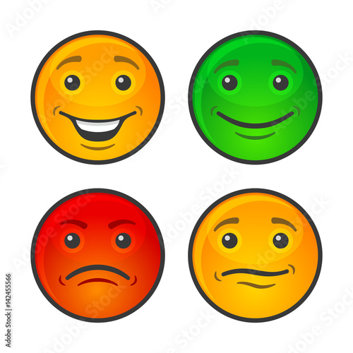 Color Smiley Face Icons Set. Vector