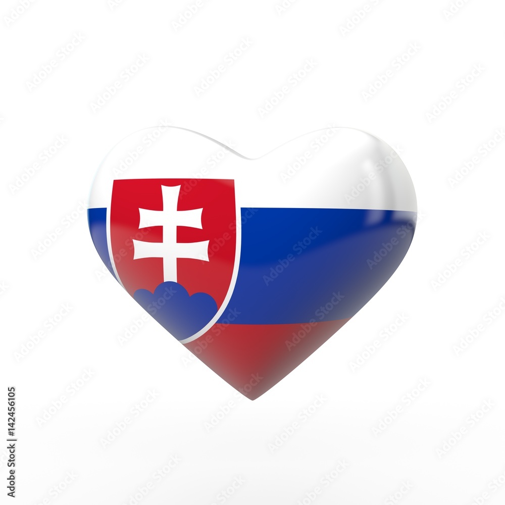 Obraz premium Slovakia heart flag. 3D rendering