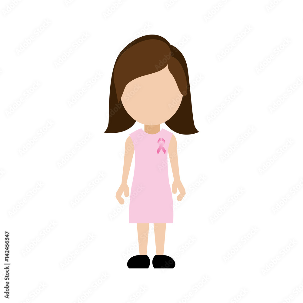 beautiful woman using pink dress with breast cancer symbol, vector illustration design beautiful woman using pink dress with breast cancer symbol, vector illustration design