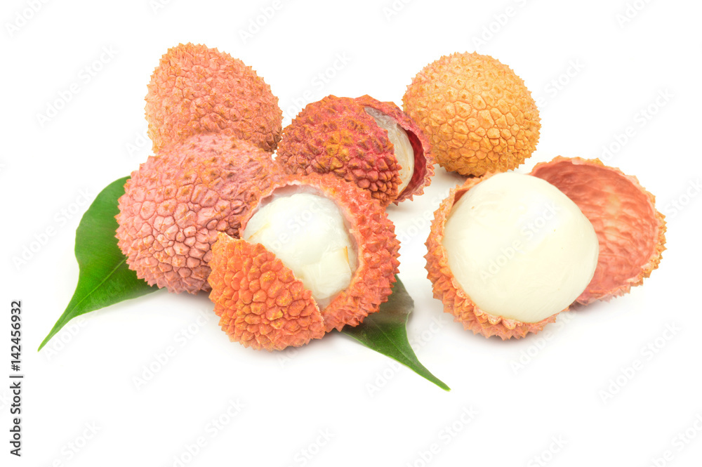 Litchi isolated on a white background cutout Litchi isolated on a white background cutout