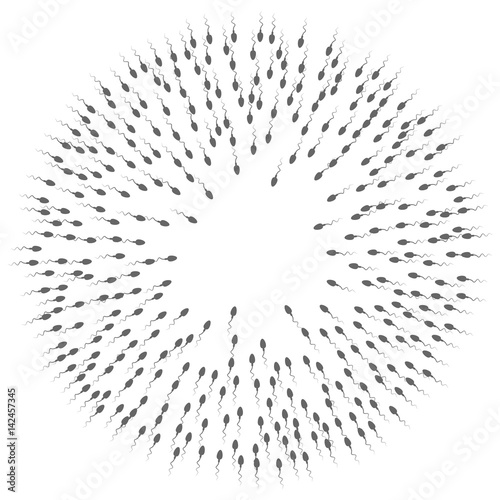A large group of spermatozoa flows towards the target