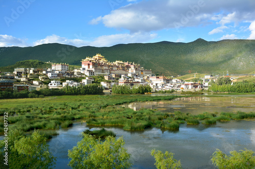 Beautiful view of the Ganden Sumtseling Monastery in Shangri-la County, China photo
