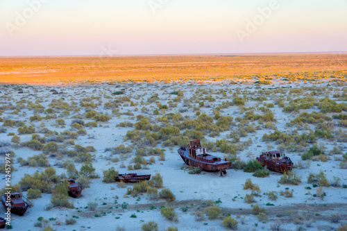 Obraz na plátne Ship cemetery, Aral Sea, Uzbekistan