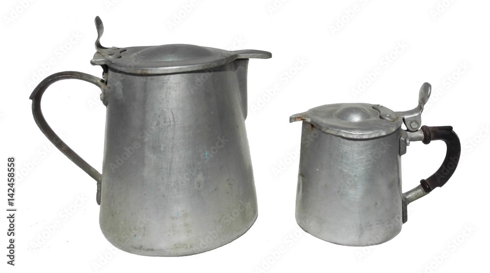 Antique Alluminium MILK KETTLE POT JUG CREAMER Antique Alluminium MILK KETTLE POT JUG CREAMER