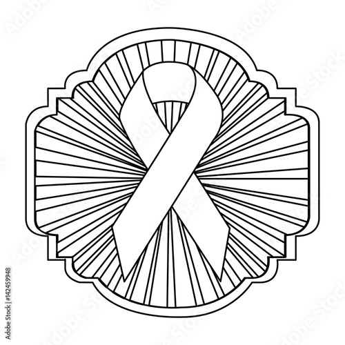 emblem ornamental with breast cancer symbol, vector illustration