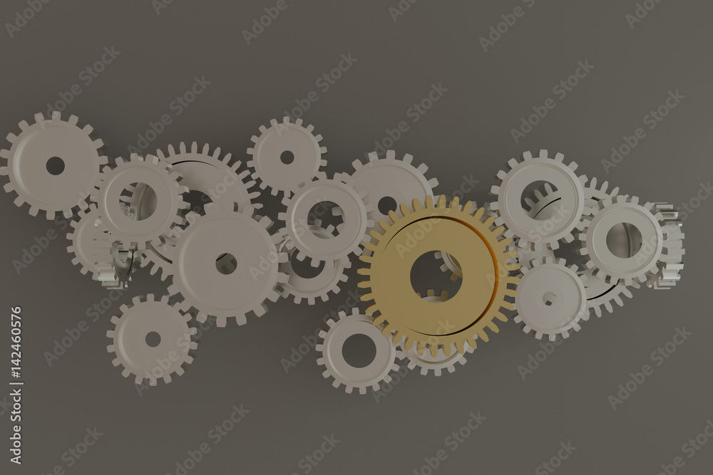 3D rendering of gear wheels, teamwork concept 3D rendering of gear wheels, teamwork concept