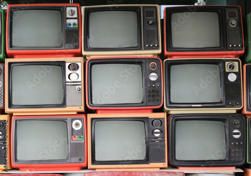 Old retro television and blank screen display