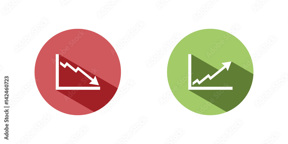 Graphic icons with shadow on colored circles Graphic icons with shadow on colored circles
