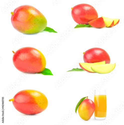 Group of red mango isolated on a white background