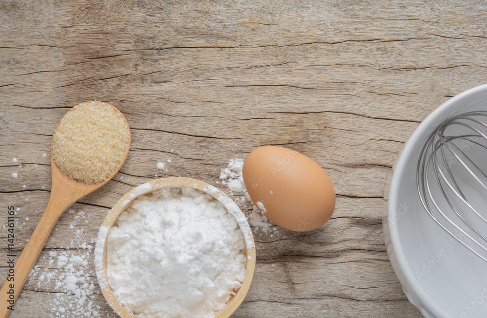 Flour and eggs with sugar