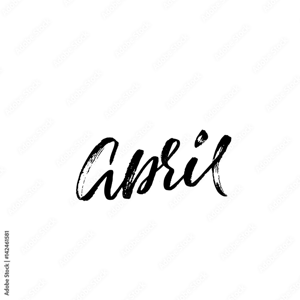 April month. Ink hand drawn lettering. Modern dry brush typography. Grunge vector illustration. April month. Ink hand drawn lettering. Modern dry brush typography. Grunge vector illustration.