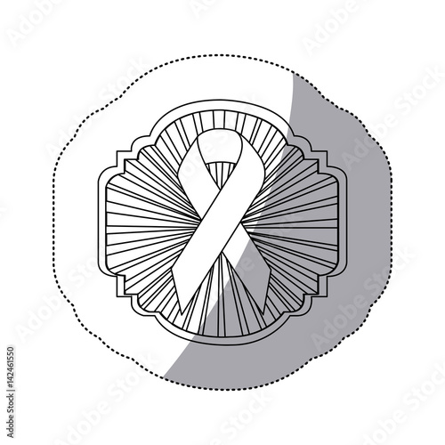 contour emblem ornamental with breast cancer symbol  vector illustration design