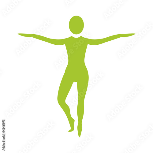silhouette woman on tiptoes vector illustration design