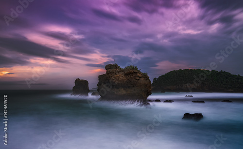 Overcast Sunset at Ngliyep Beach photo