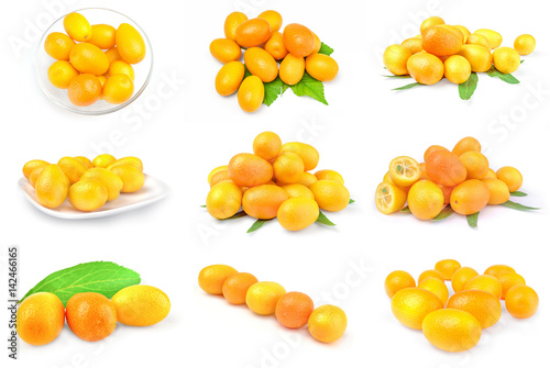 Set of kumquats isolated on a white background