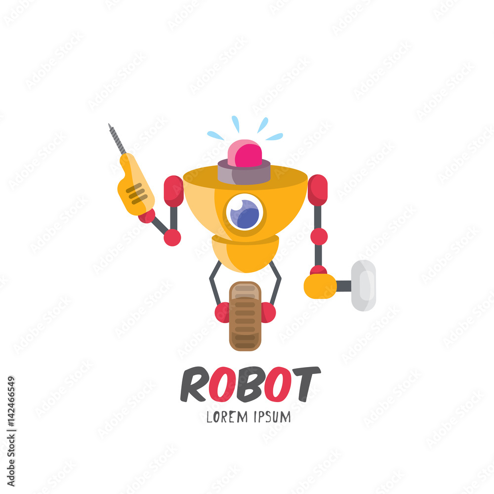 vector cartoon cute flat robot icon vector cartoon cute flat robot icon