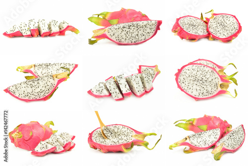 Set of pitahaya isolated on a white background cutout photo