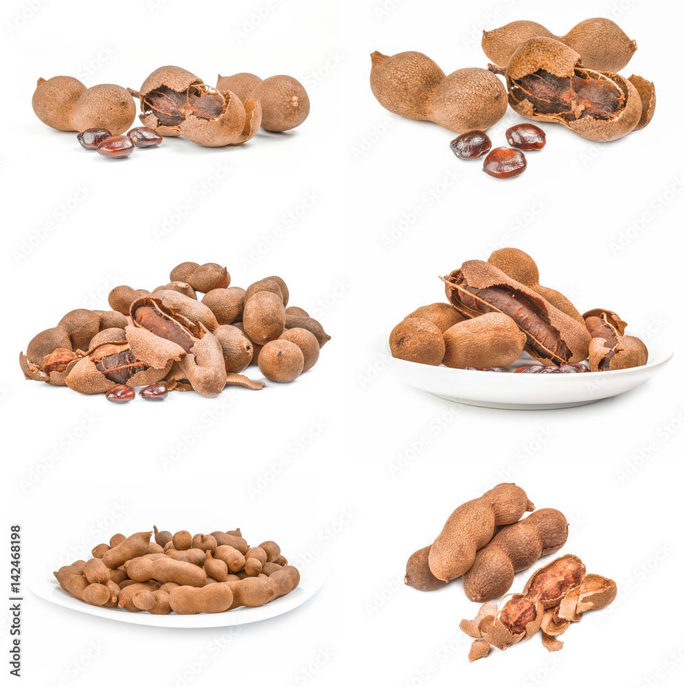 Group of Tamarind close-up isolated on white background Group of Tamarind close-up isolated on white background