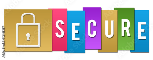 Secure Lock Symbol Colorful Stripes 