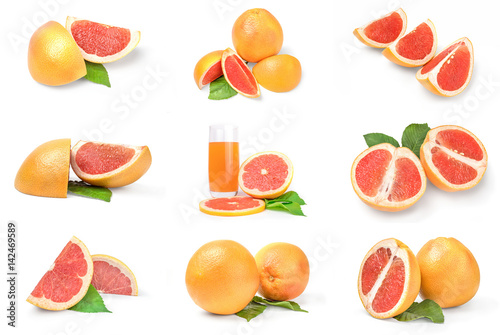Fototapeta Naklejka Na Ścianę i Meble -  Set of grapefruit on a white background