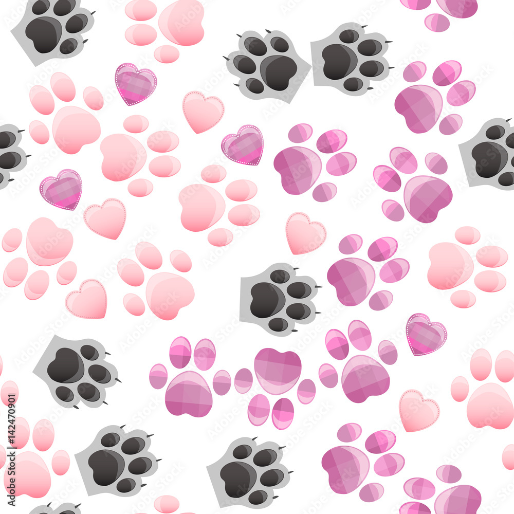 Fototapeta premium cat and dog paw print with claws