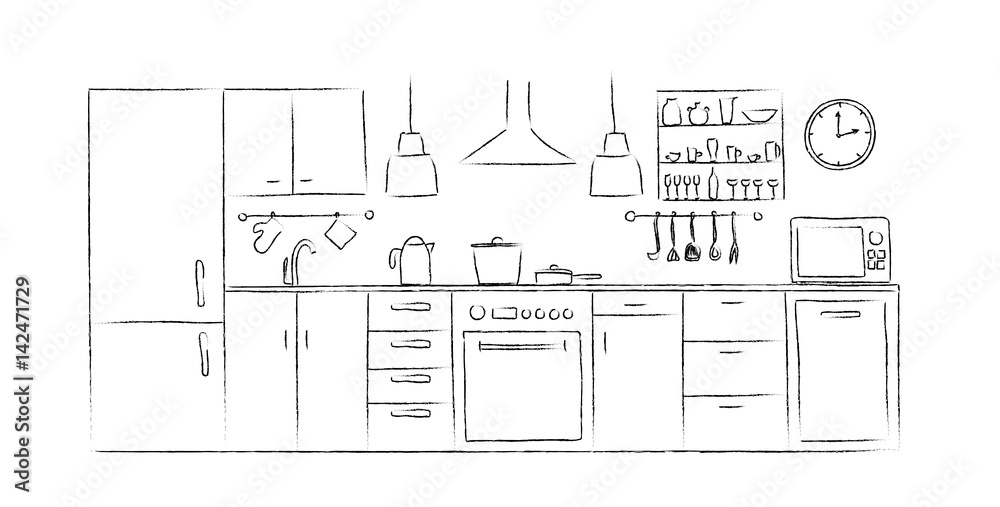 kitchen sketch | Interior Design Ideas