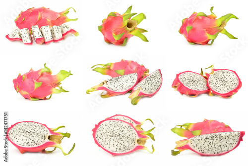 Collage of pitahaya on a white background cutout photo