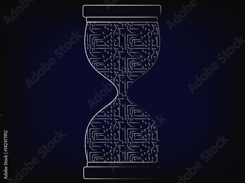 hourglass made of electronic circuits vector