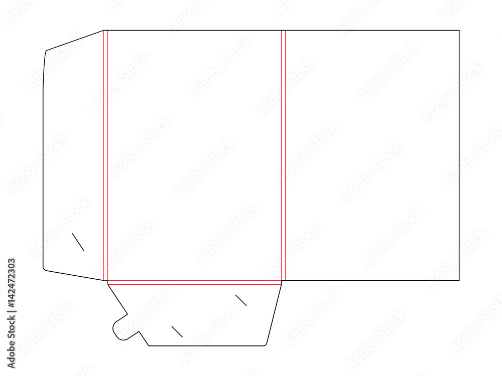 Folder die cut. Empty shablon for blank and card with lock. Stamp. Vector black isolated circuit, line folder on white background.