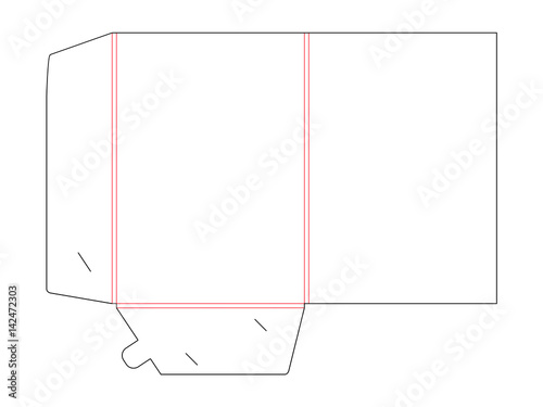 Folder die cut. Empty shablon for blank and card with lock. Stamp. Vector black isolated circuit, line folder on white background. photo