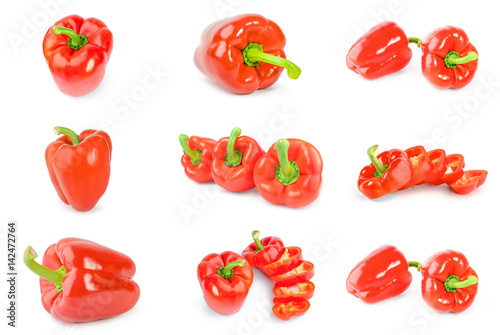 Group of paprika isolated on white