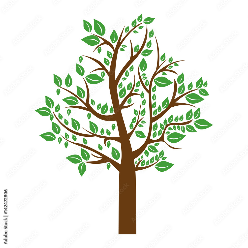 colorful tree with leafy branches vector illustration