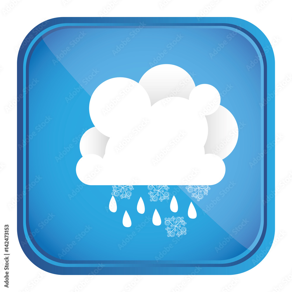 colorful square frame and blue background with cumulus of clouds with rain vector illustration colorful square frame and blue background with cumulus of clouds with rain vector illustration